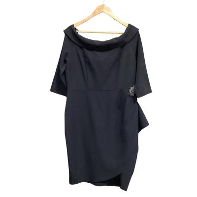 Liz Jordan Womens  Off The Shoulder Bead Detail Dress Black Size 14