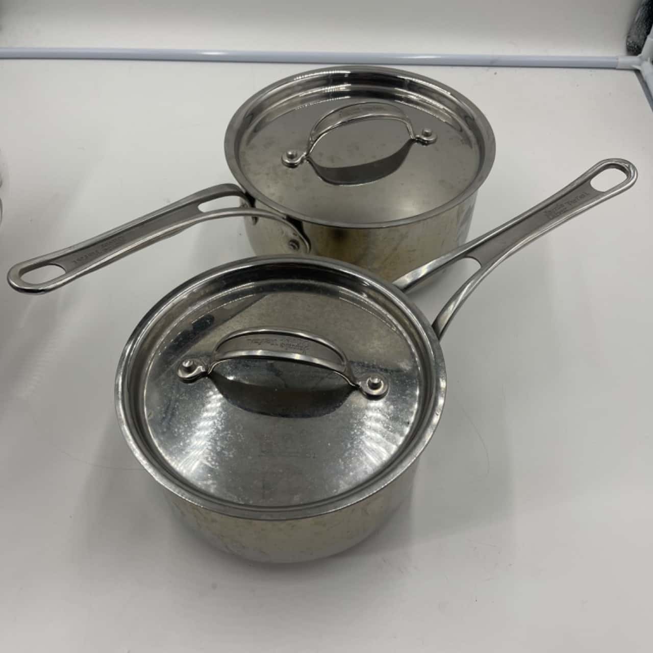 2 x Tefal Jamie Oliver Stainless Steel saucepans 18cm 2.2L and 20cm 3.2L