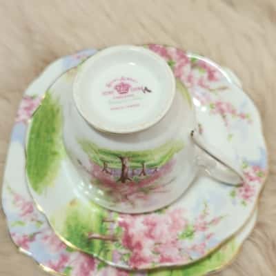 Vintage Fine Bone China Tea Saucer set - Blossom Time