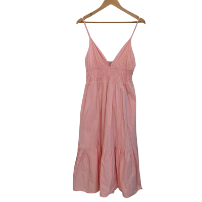 Atmos&Here Womens  Size 12/14 Midi Dress / Shoestring Strap Dress Pink  
