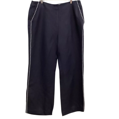 NEW - Once/Was Womens  Size 18 Wide Leg Pants Navy Blue with Piping 