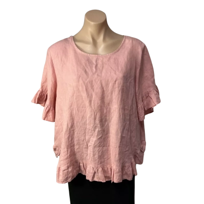 Worthier Womens Size S / M  Dusty Pink Linen Short Sleeve Top Pink  