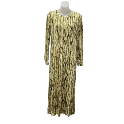 Saba Womens  Size L Bodycon Dress / Maxi Dress Cream / Green / Khaki / Pattern 