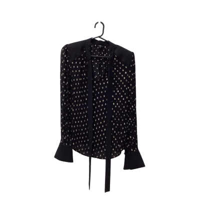 Cue Womens  Size 12 Long Sleeve Shirt Black  / Gold 