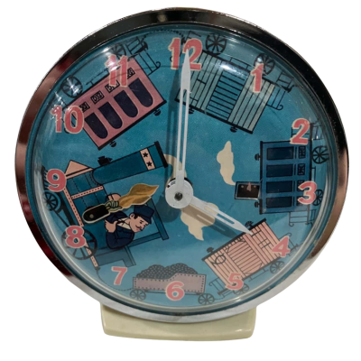 Vintage mechanical metal animated alarm clock