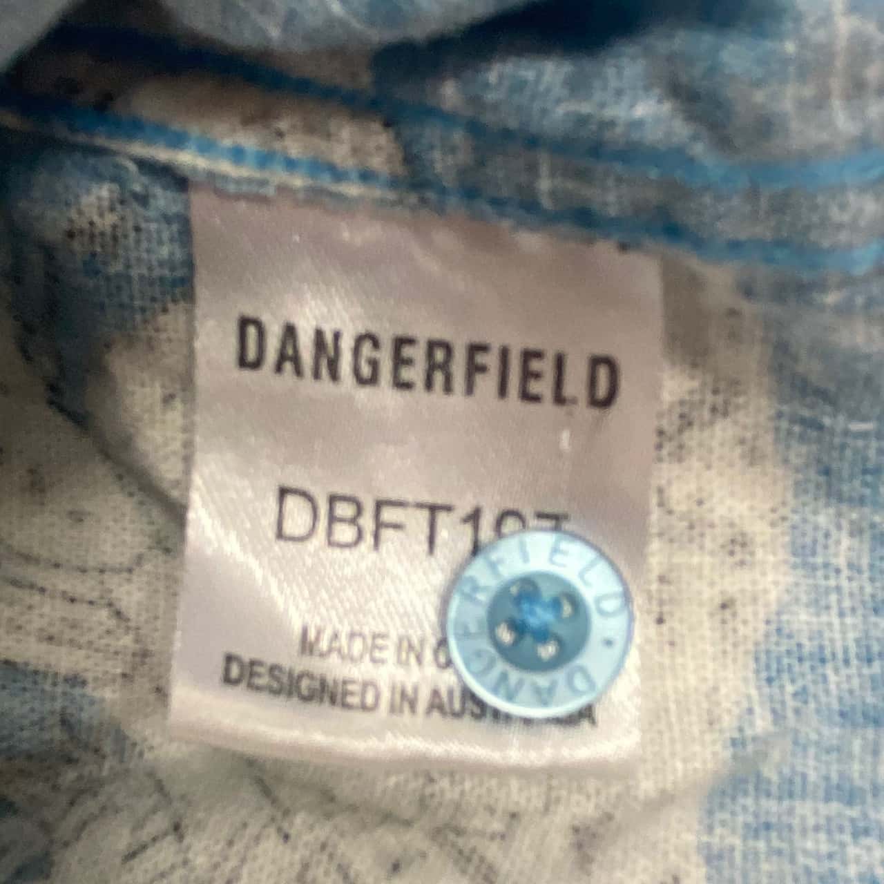 Dangerfield Womens Shirt Size XL Short Sleeve Blue / Pattern / White