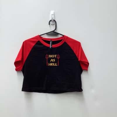 Dangerfield Womens  Size 14 Black pattern HOT AS HELL T Shirt