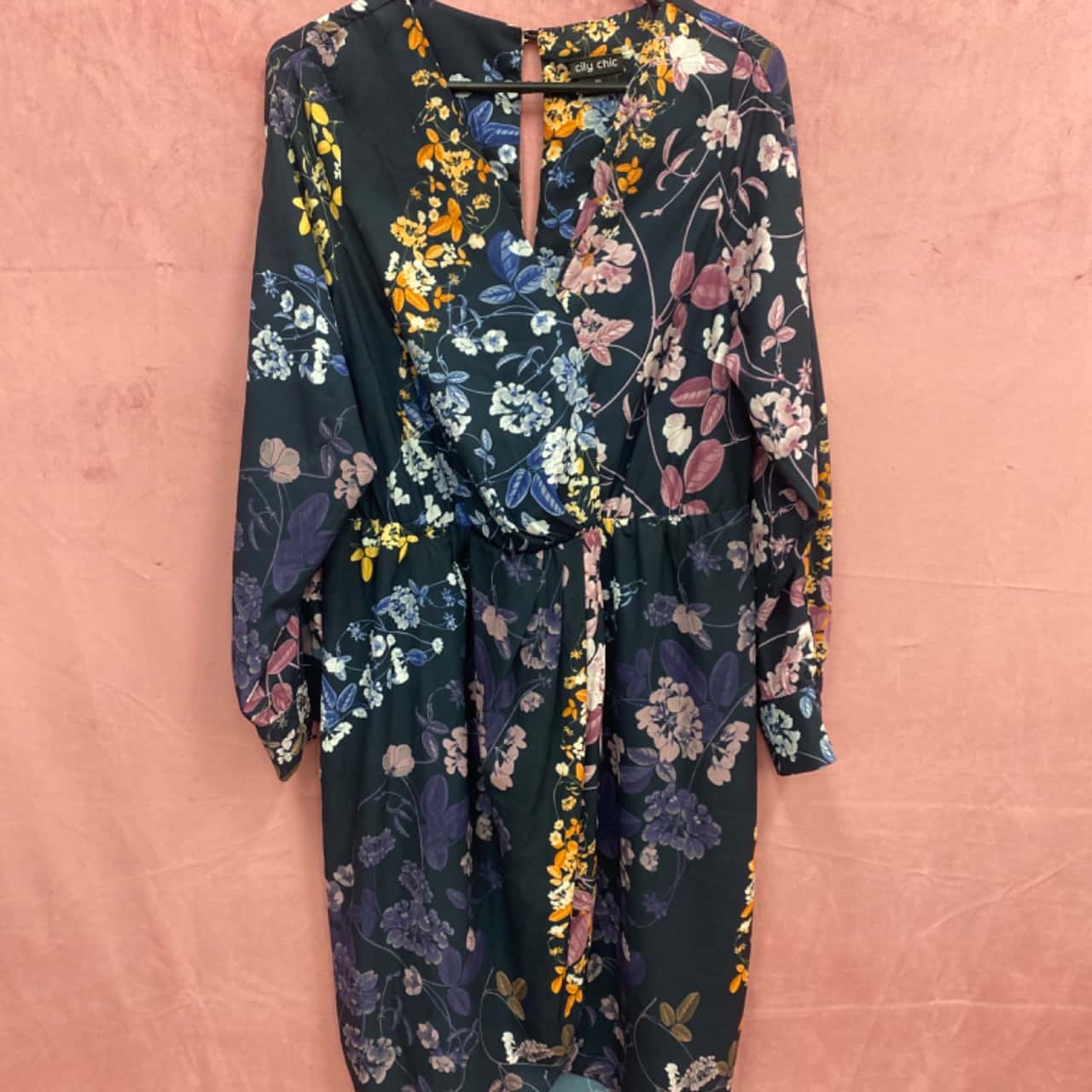 City Chic Womens Size XS Midi Dress Blue / Floral (s)