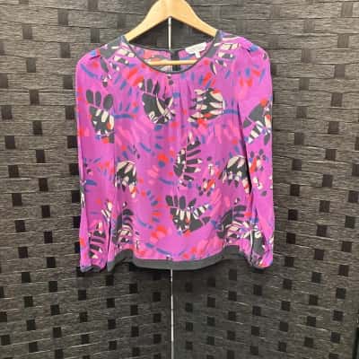 Anna Thomas Womens  Size 8 Long Sleeve Top Black  / Purple 