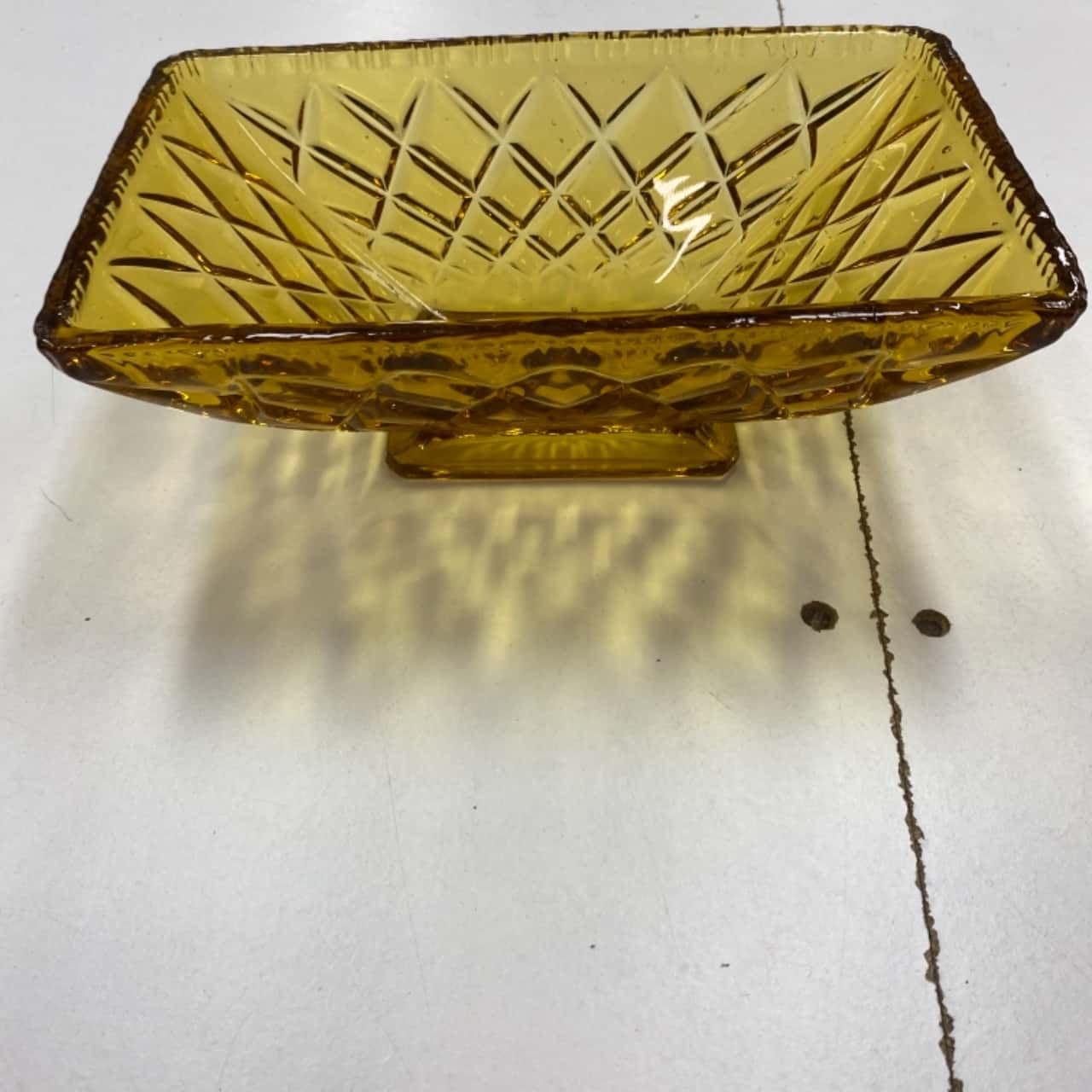 Amber Depression Rectangle Glass Bowl