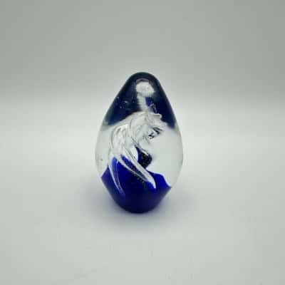 Blue & Clear Swirl Glass Paperweight