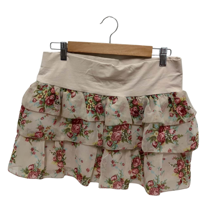 Atmosphere  Womens  Size 14 Tiered Skirt Beige / Champagne / Cream / Floral 