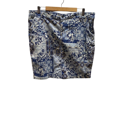 Katies Womens Size 14 Blue Print Skirt