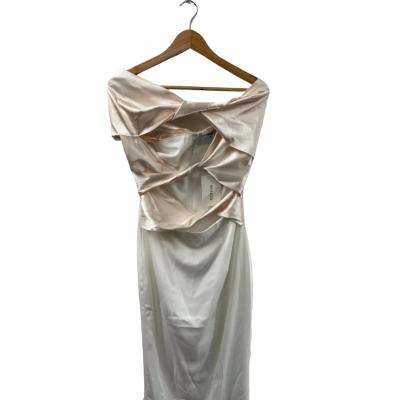 Sonya Womens  Size 10 Cocktail Dress Beige / White 