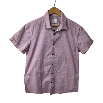 Yd. Mens  Size L White / Pink Pattern  Short Sleeve Shirt