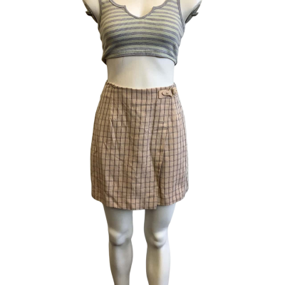Sandro Paris Women's Brand Size 1 Mini Skirt Brown Checked 