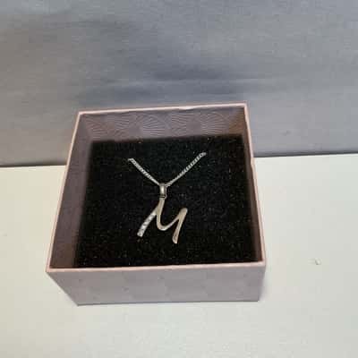 925 Cursive Letter M Pendant Necklace 