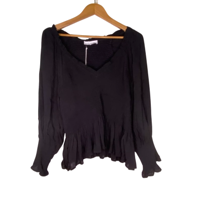 White Closet Womens  Size 12 Long Sleeve Top Black  