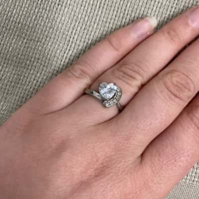  Womens 925 Silver Heart Diamanté Ring