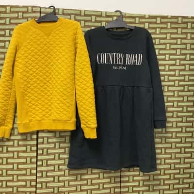 Girls Country Road Jumper and Longsleeve Dress Size 10 Mustard Black 