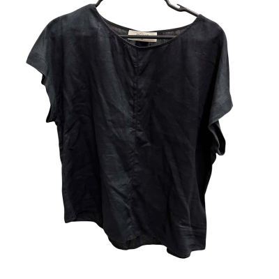 Jacqui-E Womens  Size 16 Short Sleeve 100% Linen Top Black  