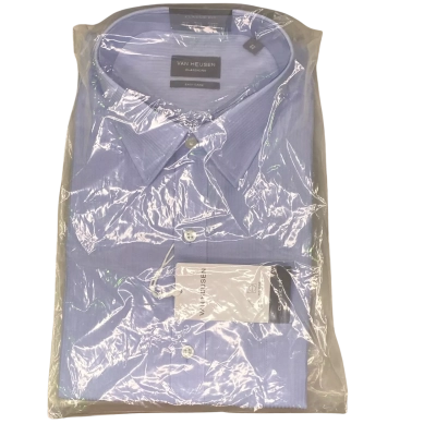 Van Heusen Mens  Size XL Long Sleeve Shirt Blue / Pinstriped 