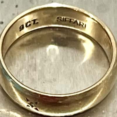 VINTAGE 9ct Gold Siffari Wedding Band Ring 
