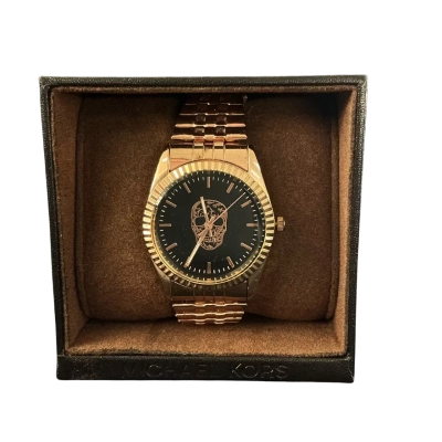 Michael Kors Unisex Skull Watch Black  / Rose Gold-tone UNTESTED - needs battery