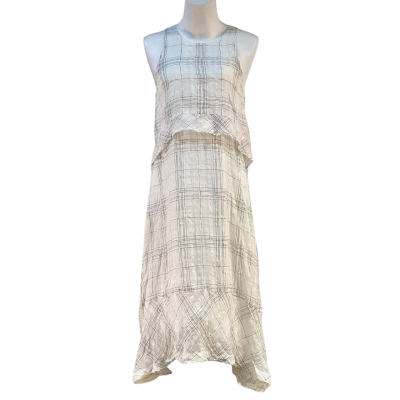 Pol Womens Size 12 Linen Blend Maxi Dress Black / White 