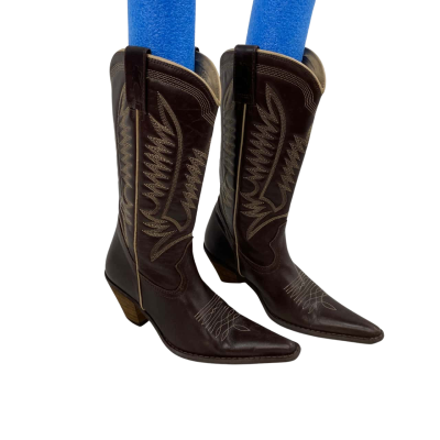  Unisex Cowboy Boots Size 36 Brown 
