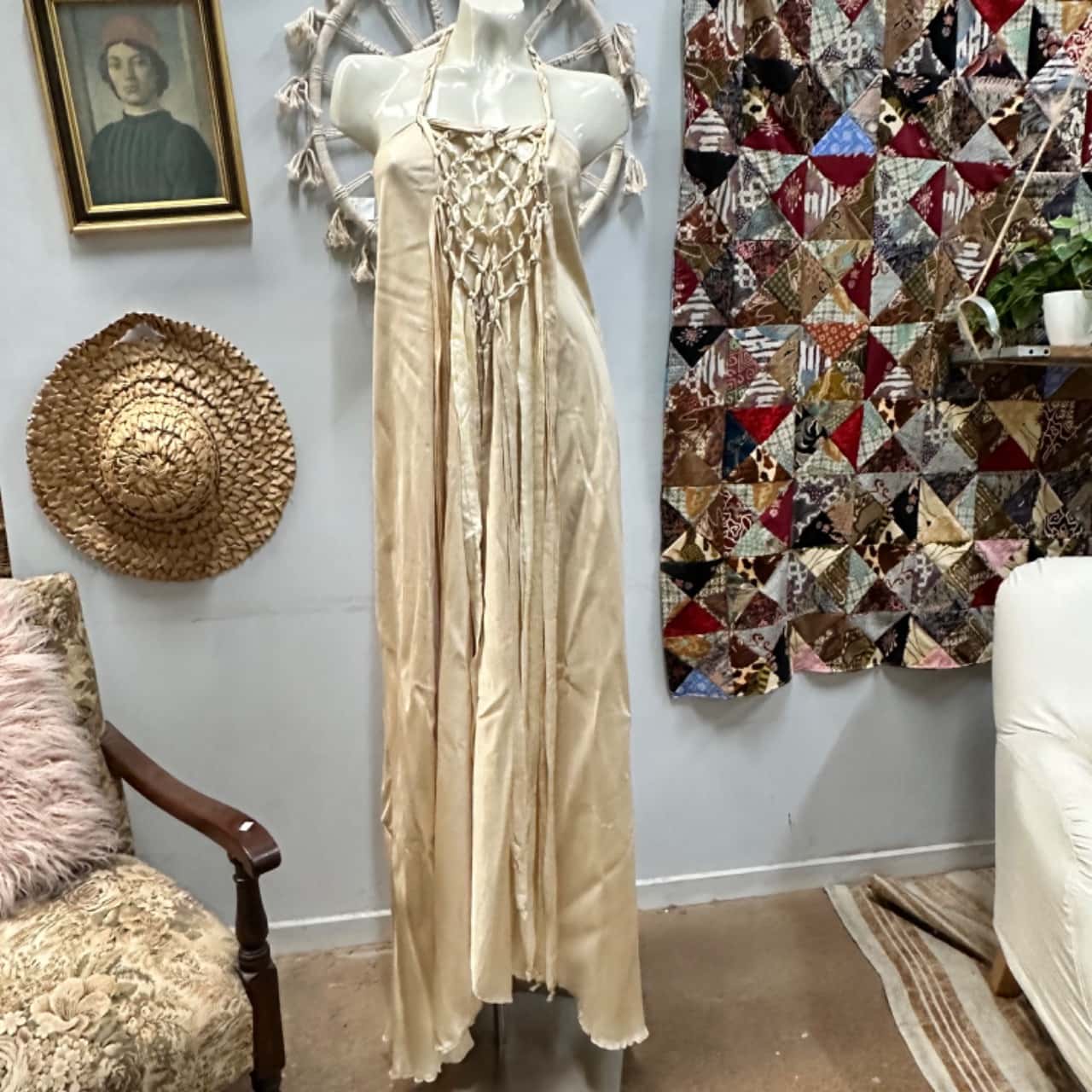 lisa brown silk dress Lorenzo Dresser