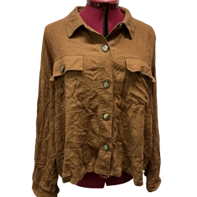 Sportsgirl Womens  Size 16 Button Up Top / Long Sleeve Top Brown 