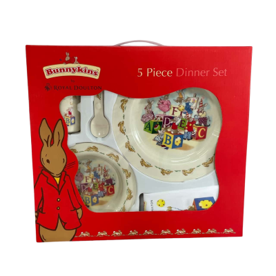 Bunnykins 5 Piece Dinner Set Melamine by Royal Doulton. New