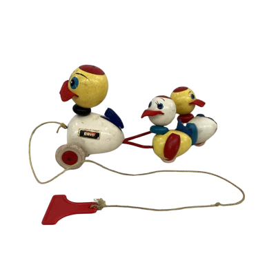 Vintage Brio Sweden Wooden Ducks Pull Toy 
