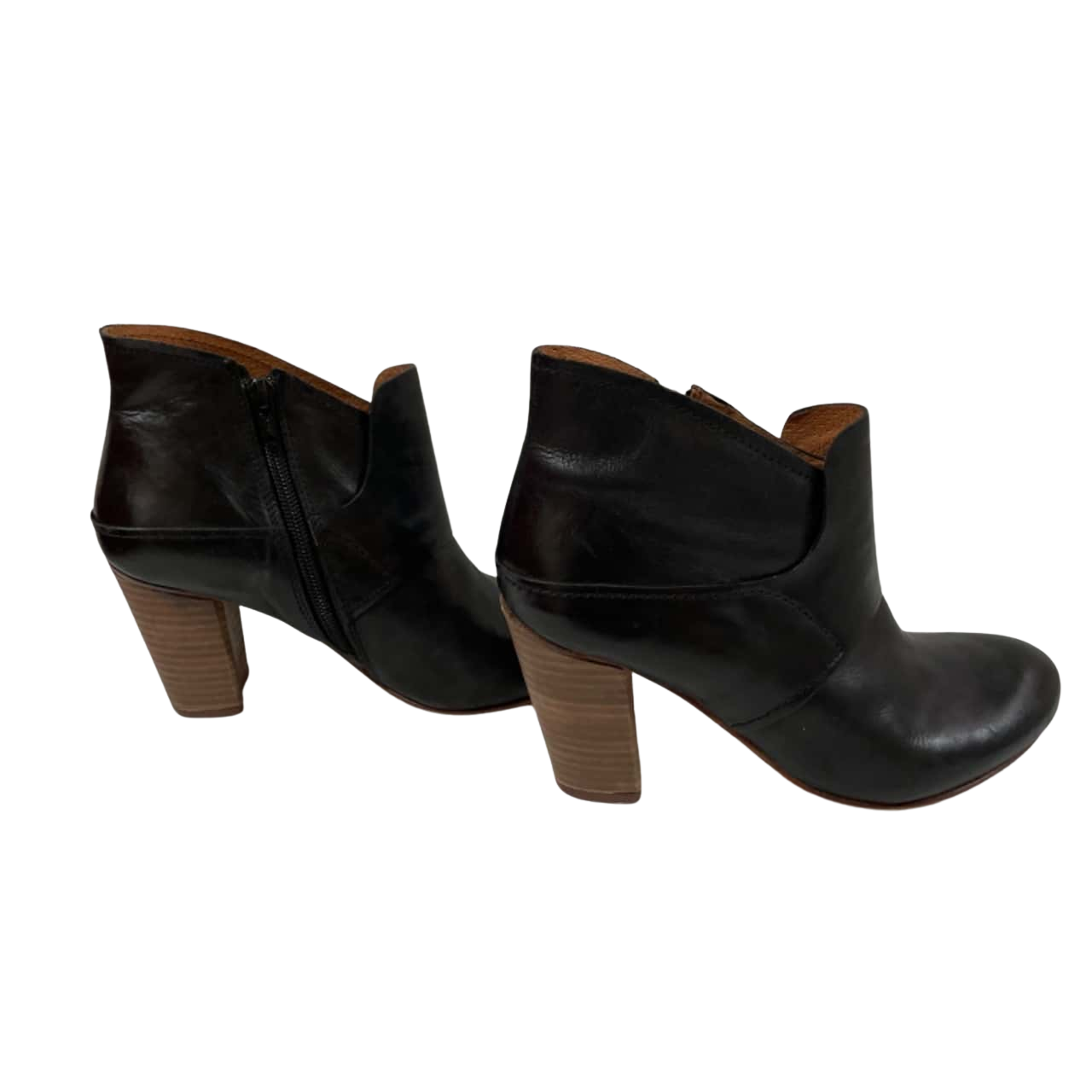 Jo Mercer Size 37 Beige / Black Leather Ankle Boots with Heel