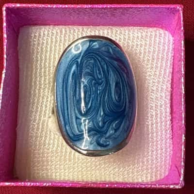  Women's Dress Ring with Blue Marble Design Centre