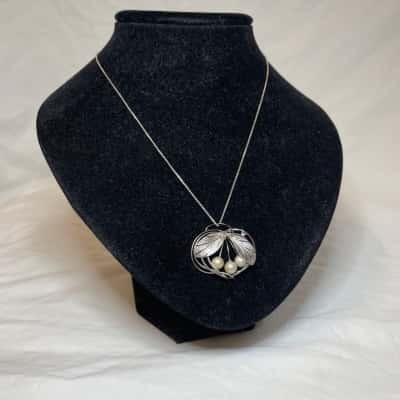 Womens 44-49cm Necklace Pearl/Silver Chain/Metal