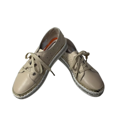 Just Bee Casini Womens Size 38 Beige Pattern / Embellished Trim Lace up Sneakers 