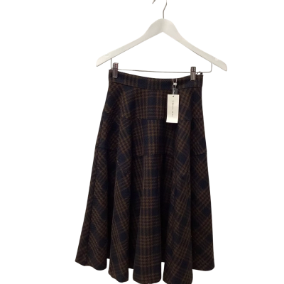 Veronika Maine Womens  Size 6 Midi Skirt Brown / Navy Blue 
