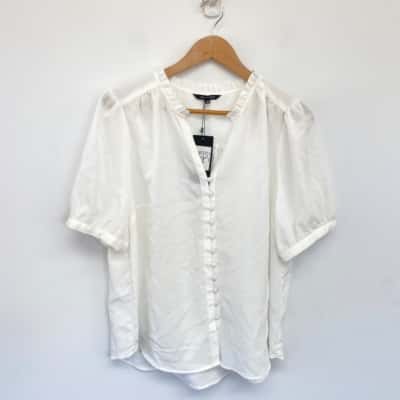 Portmans Ivory Short Sleeve Blouse Shirt  Size 16 