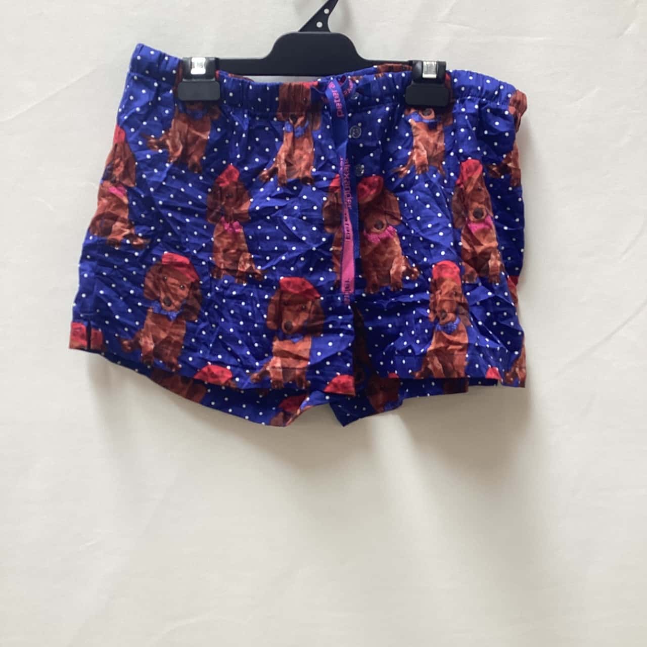Peter Alexander Womens Size L Navy Blue sausage dog print shorts