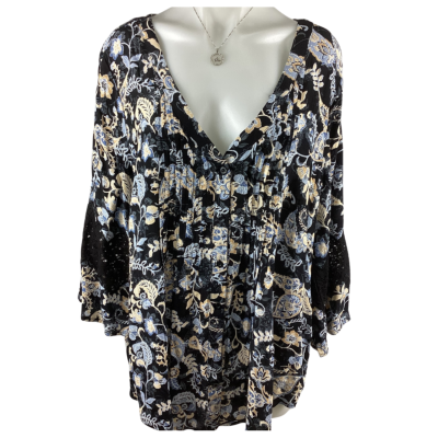 beme Womens  Size 18 3/4 Sleeve Top Blue / Floral 
