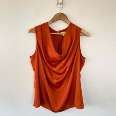 Michael Kors Orange Sleeveless Blouse Top Size 10 