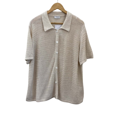 Sussan Womens  Size XXXL Button Up Short Sleeve Top Cream 