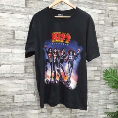 KISS Mens  Size L Short Sleeve T-shirt Black  / Multicoloured / White 