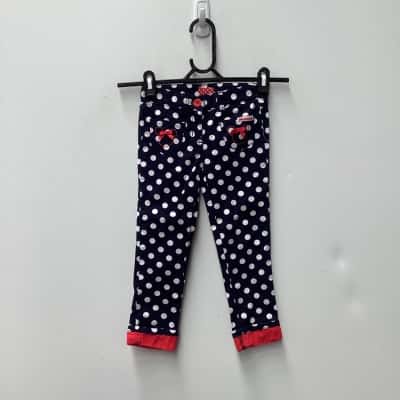 Disney Minnie Mouse Kids Size 4 Pants Navy Blue / Polka Dot 