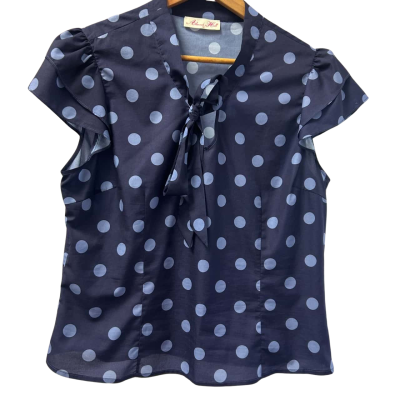 Alannah Hill Womens Size 16 Blouse Blue Polka Dot 