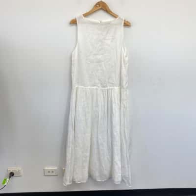 Dissh White Jacques Ramie Midi Dress  Size 12 