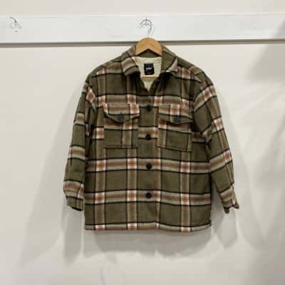 Sportsgirl Womens  Size 8 Fleece Jacket Checked / Multicoloured 