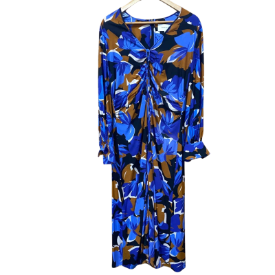 Veronika Maine Blue/Brown Floral Pattern Dress Size 12